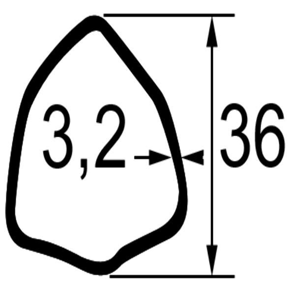 TUBE TRIANGULAIRE LG.1M. DIM.36X3,2 TCM