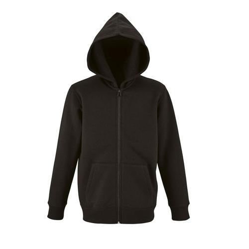 VESTE ZIPPÉE À CAPUCHE ENFANT EN COTON NOIR