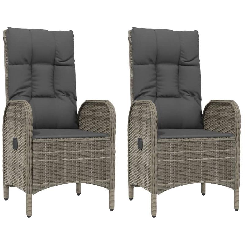 VidaXL Chaises D Extérieur Lot De 2 Résine Tressée Gris - gris 46219_0