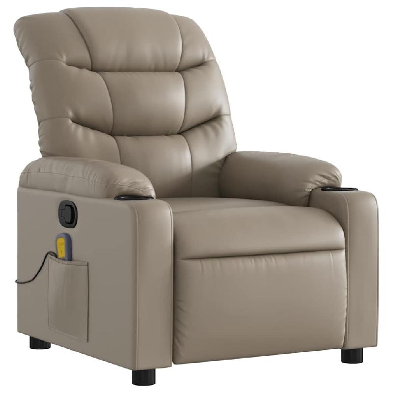 VidaXL Fauteuil de massage inclinable Cappuccino Similicuir Modèle Lerdelora - 8721012371033_0