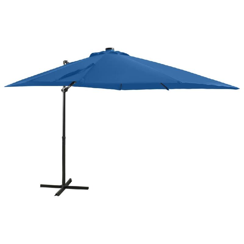 VidaXL Parasol de jardin en porte-à-faux et mât et lumières LED Modèle Titan Select Élite - bleu 312325_0