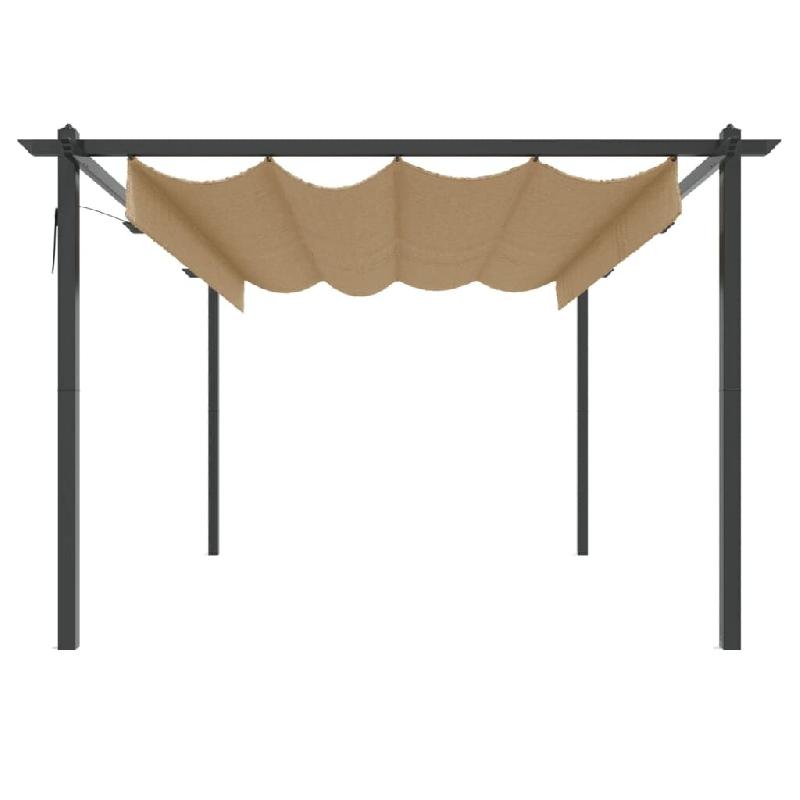 VidaXL Tonnelle de jardin avec toit rétractable 4x3 m Taupe Modèle AbriCube 71 - marron 318539_0