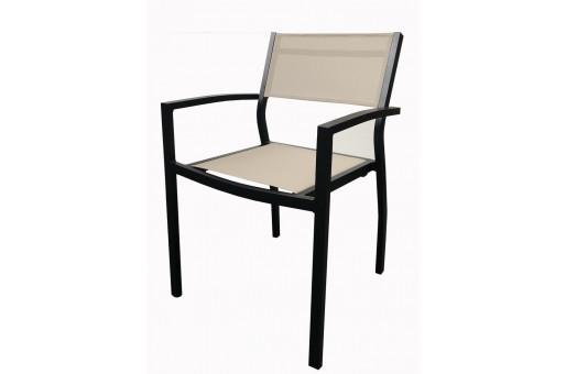 Chaise empilable Oyo noir/beige - Structure métal - Utilisable en extérieur - Référence 16. Oyo_0