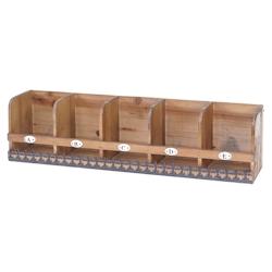Décoshop26 - Étagère murale suspendue 5 compartiments de rangement en bois de sapin massif aspect shabby vintage 71x18x16cm 04_0005171 - 3000575132691_0
