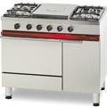 Fourneau gaz CG 1051 GACF - plaque coup de feu, 4 feux vifs, four gaz Gastronorme 1/1 - habillage et pieds inox_0