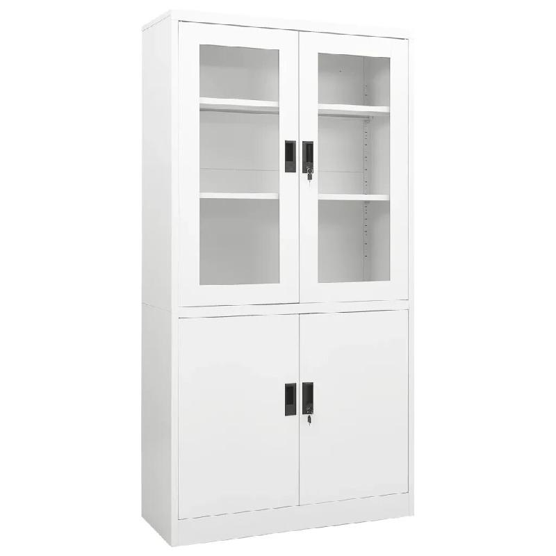 Helloshop26 - Armoire de bureau rangement dossiers 90 x 40 x 180 cm design classique avec 3 étagères en acier blanc 02_0046806 - blanc verre 3000234_0