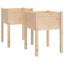 Helloshop26 - Jardinière bac lit surélevé plantes fleurs jardin terrasses d'extérieur lot de 2 50 x 50 x 70 cm bois de pin massif 02_0038902 - 300_0