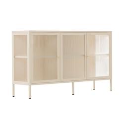 Oviala Business Buffet moderne 3 portes L140 cm en métal écru - blanc acier 113975_0