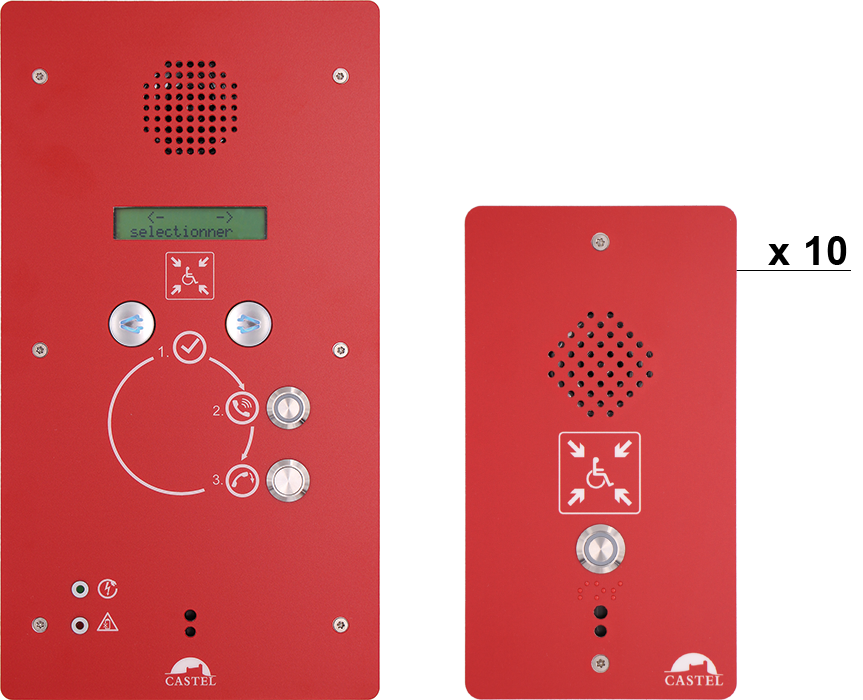 Pack interphonie EAS avec 10 postes refuges à 1 bouton d'appel et 1 centrale d'interphonie de sécurité - REFUGE EAS 10_0