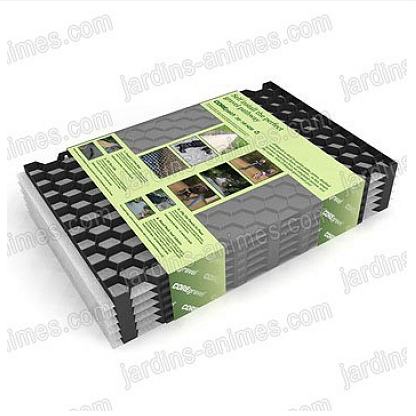 Plaque stabilisation gravier noir 57.5cm x 40cm - hauteur 18mm - lot de 6 (1.38 m²) - plastique 100% recyclé_0