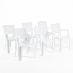 RATTATAN Set de 6 chaises monobloc en polypropylène avec fibre de verre, effet bois, empilables pour extérieur et jardin, bar et restaurant - Anita_0