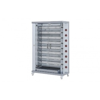 Rôtissoire professionnelle à poulets gaz - 8 broches / 48 poulets - Référence ro919_0