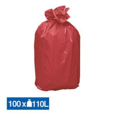 Sacs poubelle déchets lourds rouges 110 L, lot de 100_0