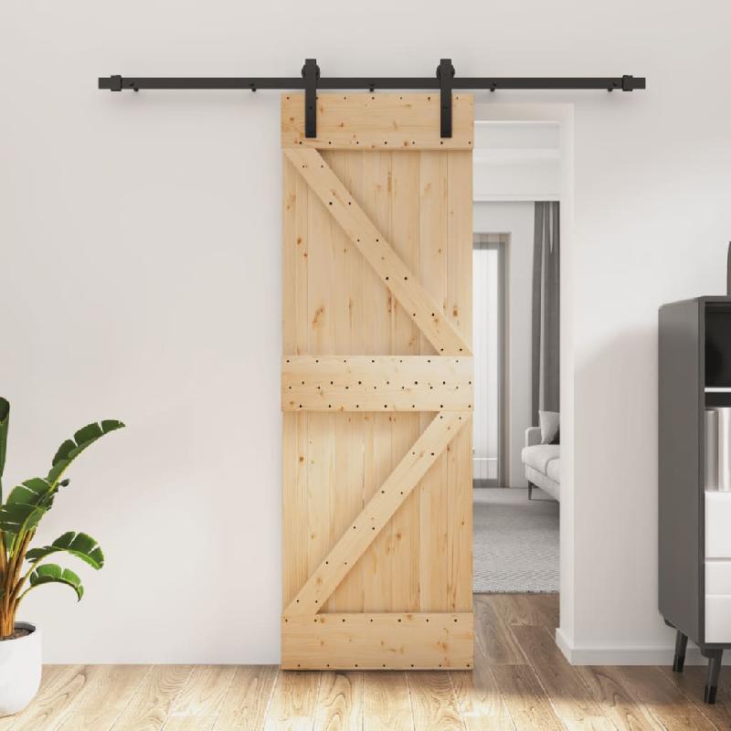 Vidaxl porte coulissante et kit de quincaillerie 70x210 cm pin massif 3202983_0