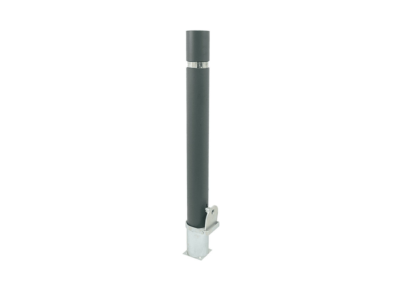 Borne Hospitalet amovible - H214m - acier zingué noir forge avec anneau inoxydable_0