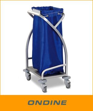 Chariot pour collecte de linge sale - aluminium anodisé - sac 80L - roues pivotantes Ø75mm_0