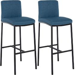 CLP Lot de 2 Tabourets de bar Freeport Bleu/Tissu - bleu textile 327331_0