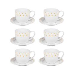 Coffret de 6 tasses à café avec sous tasses Marguerite 10 cl -  Blanc Rond Porcelaine Table Passion 9x6.5 cm - blanc porcelaine 3106232721342_0
