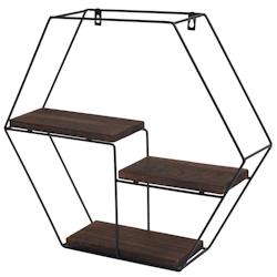 Décoshop26 - Étagère murale suspendue 3 étagères en métal et bois marron foncé design industriel 43x49x11 cm 04_0008658 - marron 3000262665518_0