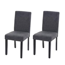Décoshop26 - Lot de 2 chaises de salle à manger en tissu gris foncé pieds foncés CDS04463 - gris 3001099269603_0