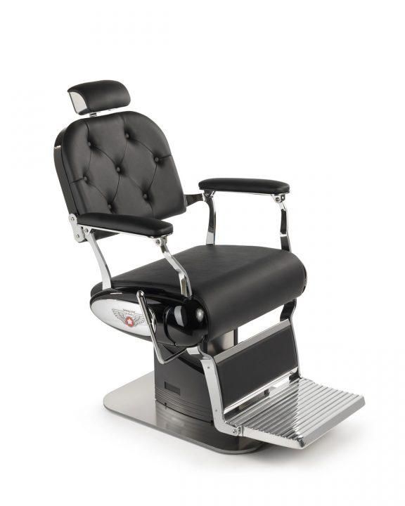 Elvis electric - Fauteuil de coiffure pivotant en skaï avec option matelassée_0