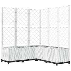 Helloshop26 - Jardinière bac lit surélevé plantes fleurs terrasse jardin avec treillis 120 x 120 x 136 cm PP blanc 02_0038226 - 3000214145686_0