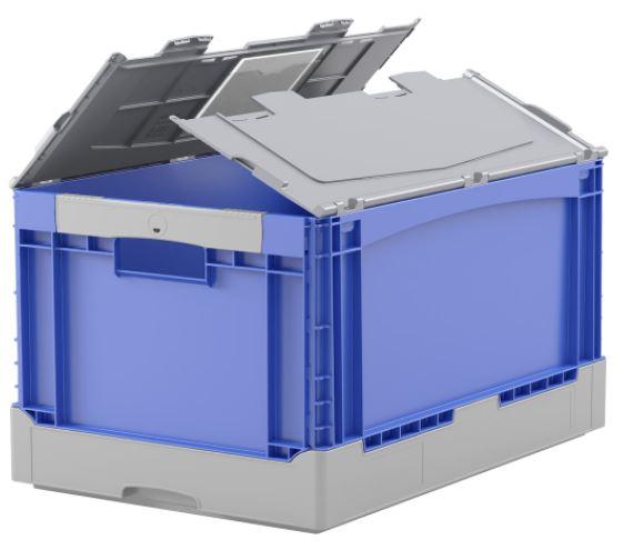 Bac de rangement BITOBOX pliable EQ - fond lisse - couvercle double rabat intégré - 64 litres - 20 kg de charge_0