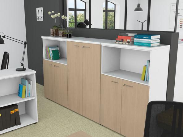 Armoire mi-haute L86 H134 P45 cm - portes battantes pour professionnels - 6 finitions de portes - 2 coloris de structure_0