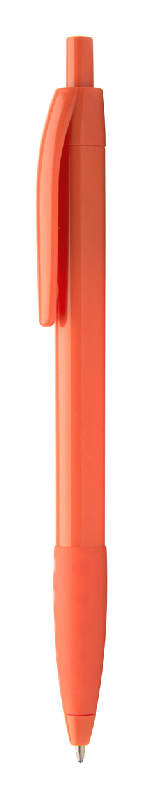 Stylo à bille en plastique - grip en caoutchouc coloré - couleur orange - encore bleue_0