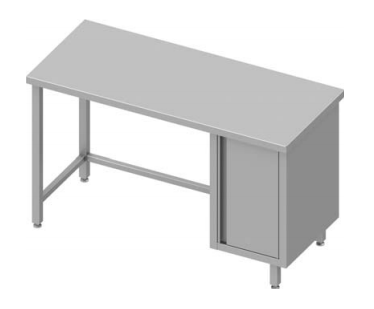 Table de travail inox centrale avec placard  à droite sans étagère 1000x600x900 soudée - 932966100_0