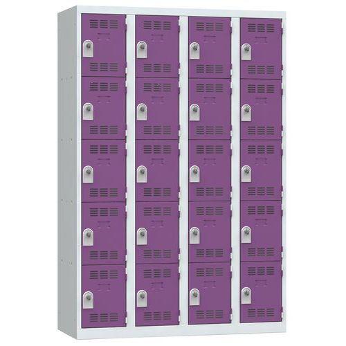 Vestiaire multicases 5 cases par colonne moraillon 4 gris clair violet_0