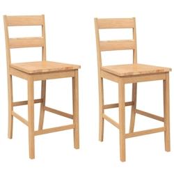 VidaXL Tabourets De Bar 2 Pcs Naturel Bois Massif D Hévéa - 8721158562418_0