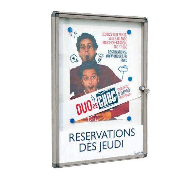 Vitrine extérieure cadre design grise - vitrage plexi 4 x A4 - étanche et protectrice pour affichages_0