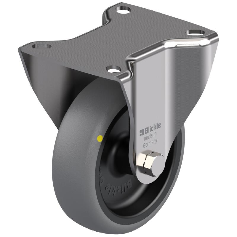 Roulette fixe de 100 mm en acier inoxydable avec thermoplastique gris conducteur d'électricité_0