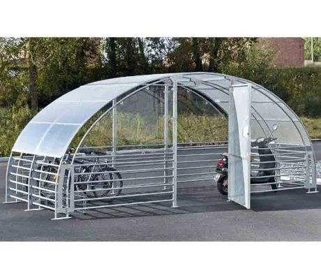 Abri Sécurisé Gard 12 Places - Structure Acier Galvanisée - Porte Large avec Serrure à Code - Joues en Plexiglass - Toit en Polycarbonate_0