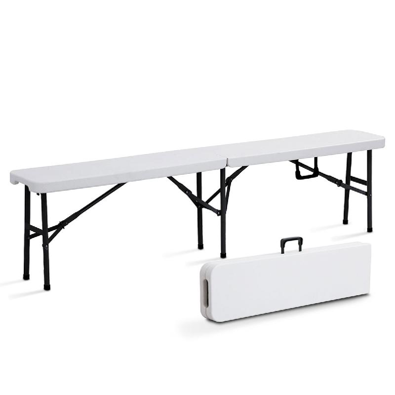 Banc pliant 180 cm - 3 places - structure acier - PEHD - 300 kg - usage intérieur/extérieur_0