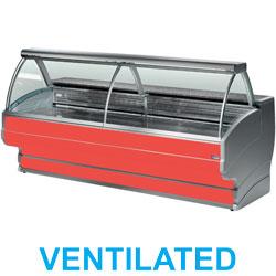 Comptoir vitrine réfrigéré ventilé - vitre bombée avec réserve - modèle TO40/B1-VV_0