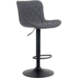 Décoshop26 - Tabouret de bar x1 coutures décoratives pied trompette hauteur réglable en métal noir assise en tissu noir 10_0004864 - noir 30002523_0