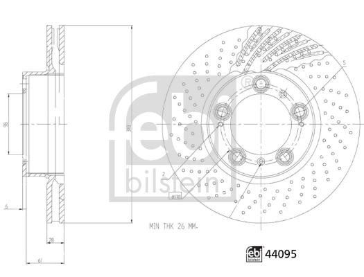 Disque de frein FEBI Bilstein 44095 - poinçonné/ventilé - côté avant_0