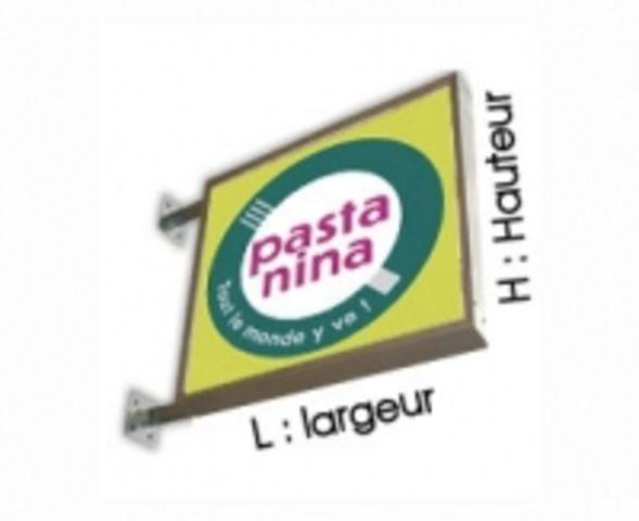 Enseigne drapeau non lumineuse - L : 50cm H : 50cm - 2 faces plexi démontables et potences de fixation acier_0