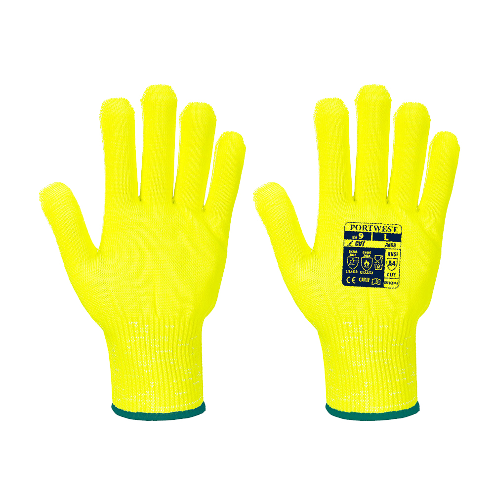 Gants anti-coupure HV en polyéthylène PRO CUT LINER (3.X.4.X.D) - Réf A688 - Portwest - Haute visibilité et résistance à la chaleur_0