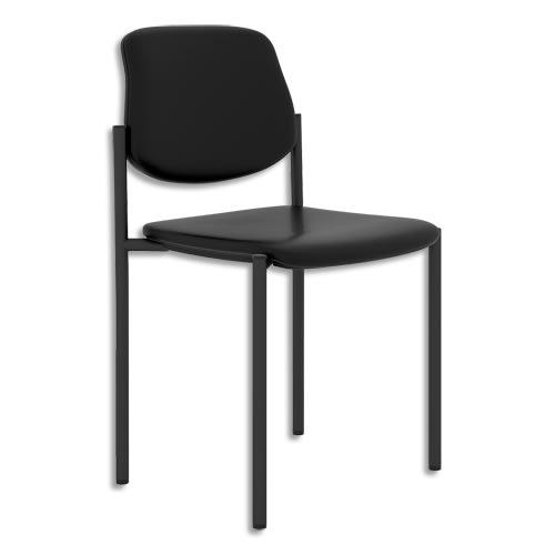 Siège styl - revêtement textile antibactérien noir - empilable par 4 - piétement acier peint époxy_0