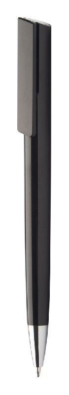 Stylo à bille en plastique - embout chromé - encre bleue - couleur noire - poids 10g_0