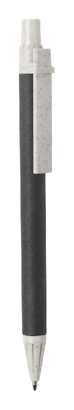 Stylo à bille en papier recyclé - Finitions paille de blé écologique - Encre bleue_0