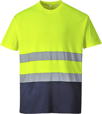 T-shirt coton bicolore jaune marine S173 - XL - bandes réfléchissantes et tissu respirant_0