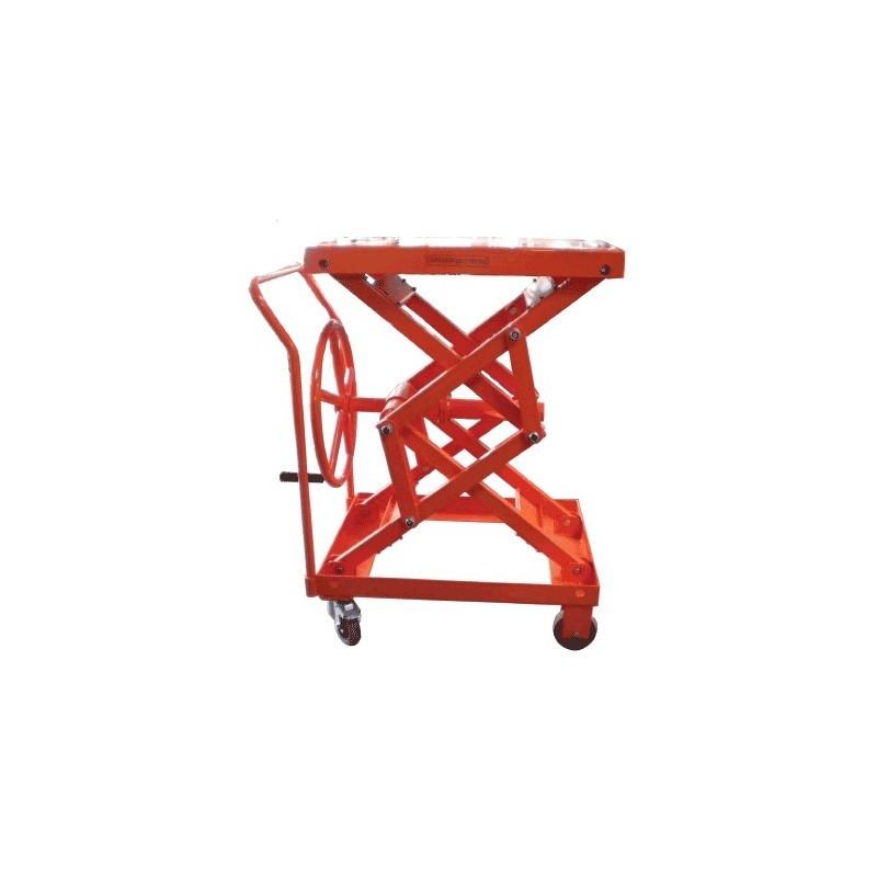 Table élévatrice mobile manuelle à manivelle - BV 500 - capacité 250 kg, plateau 800x500 mm, élévation 450 à 1150 mm_0