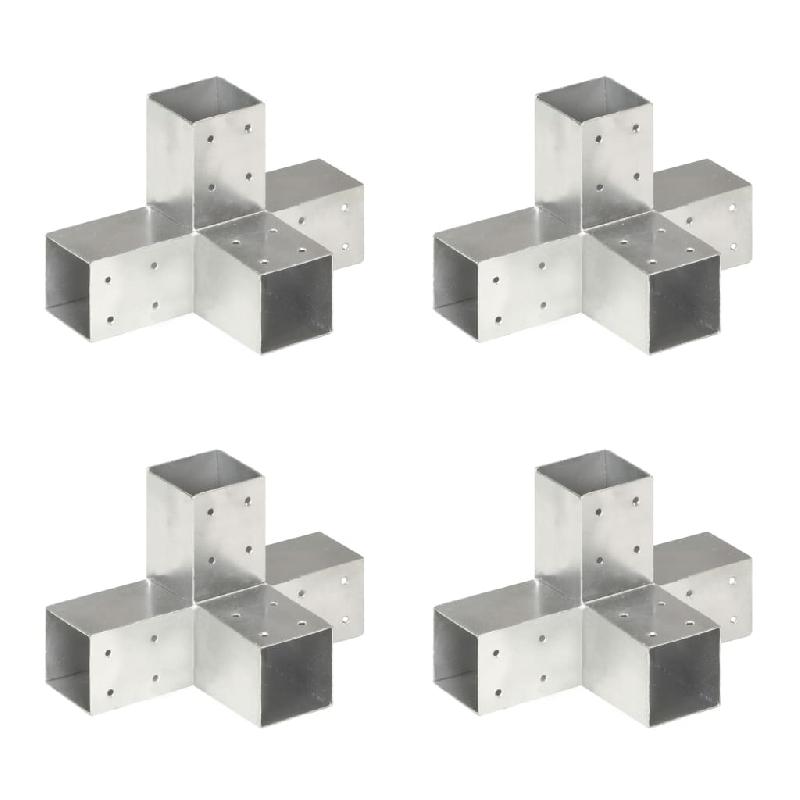 Vidaxl connecteurs de poteau 4 pcs forme en x métal galvanisé 71x71 mm 145460_0