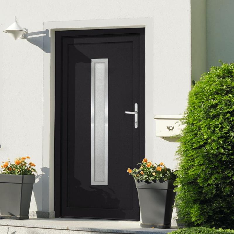 Vidaxl porte d'entrée anthracite 88x200 cm pvc 3187903_0