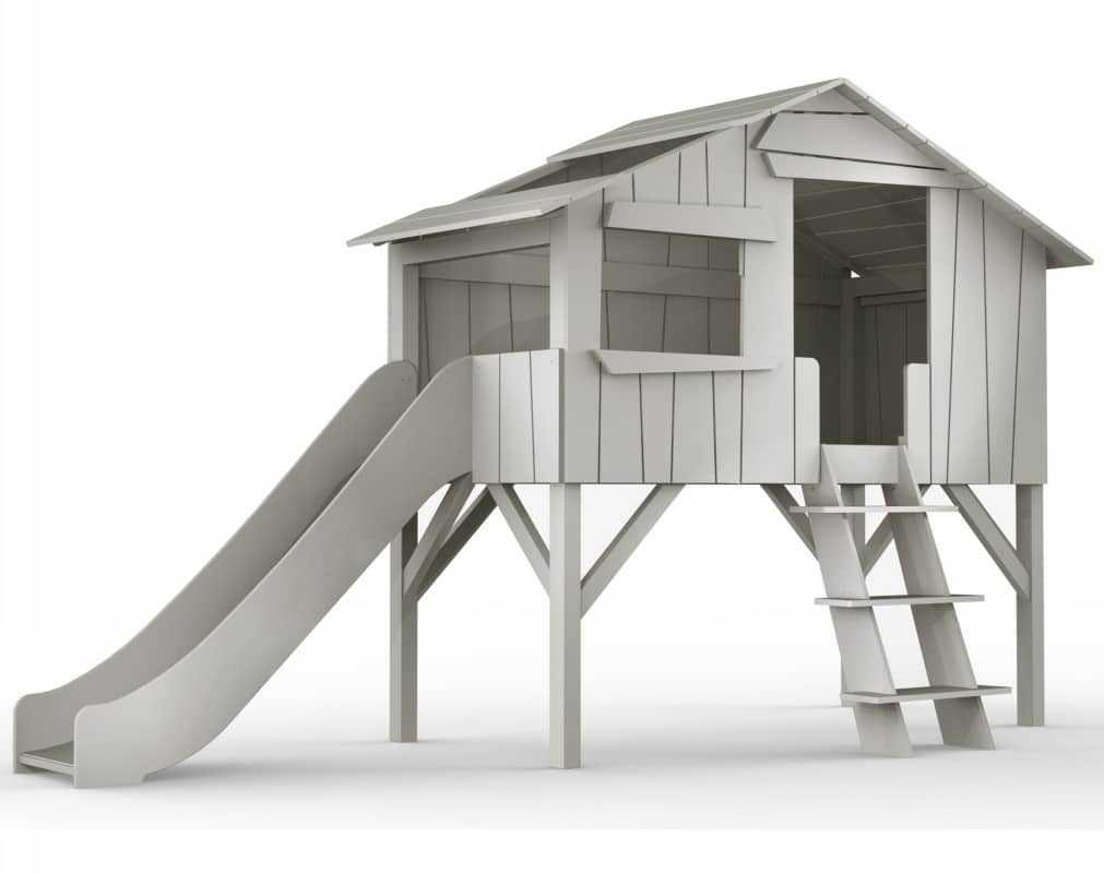 Cabane de jeu simple avec toboggan - Dimensions 179 x 338 x H 205 cm - Poids 173,45 kg_0