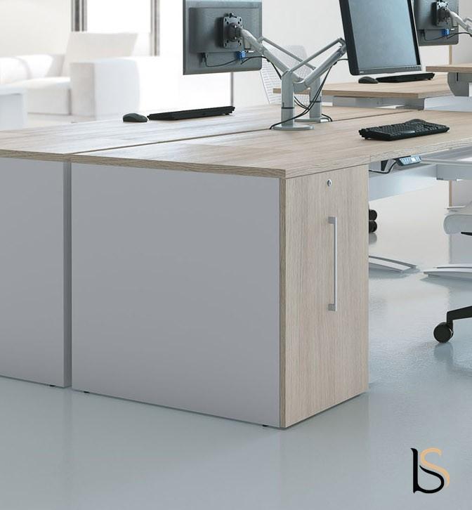 Caisson latéral maxi rangement - Mobel Linea - Blanc pastel, Gris aluminium, Gauche_1